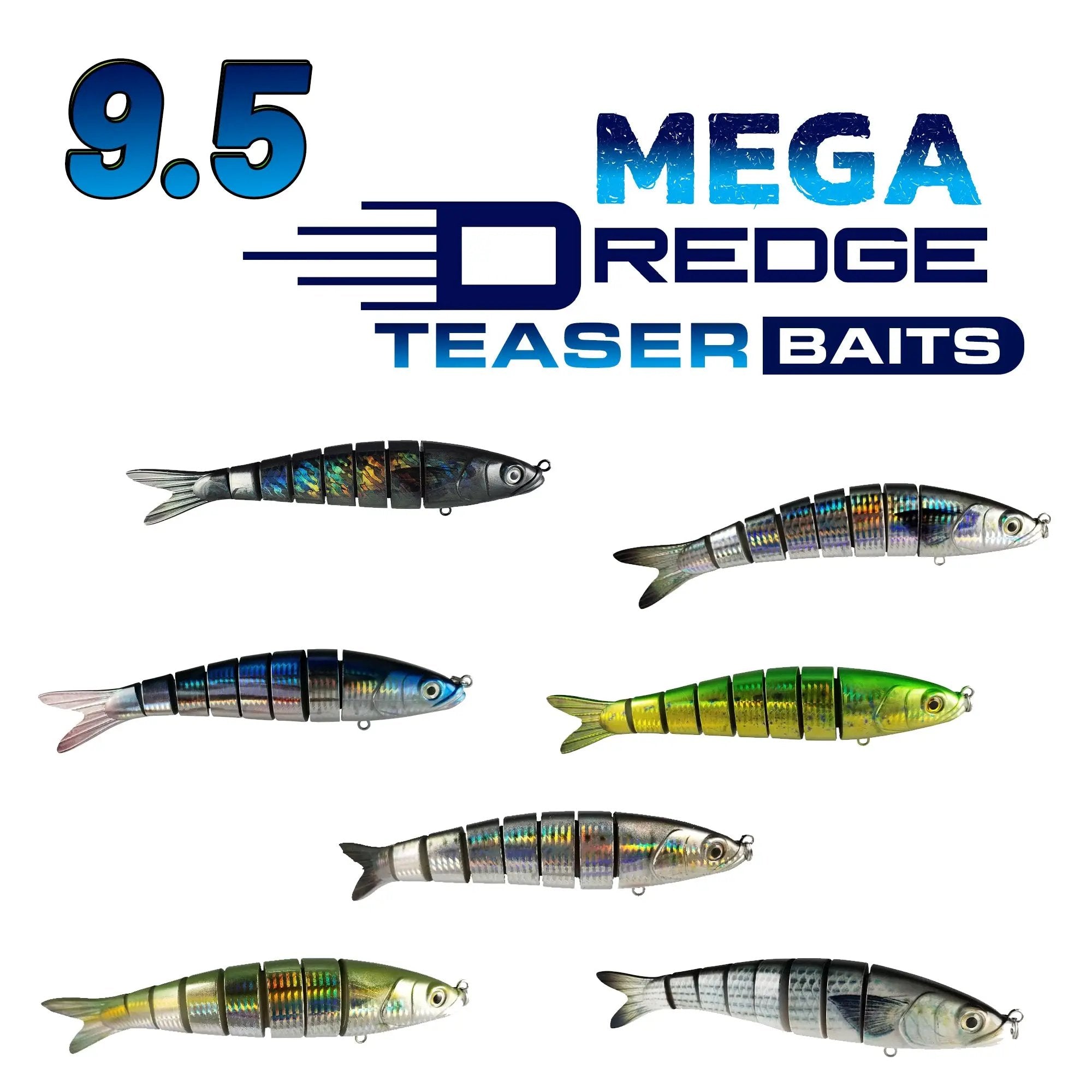 9.5 MEGA Motion Minnow Teaser Dredge Baits - 7 Patterns