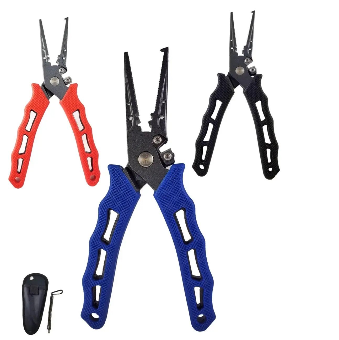 Stainless Steel Split Ring Fishing Pliers | 7" w/ Sheath & Lanyard