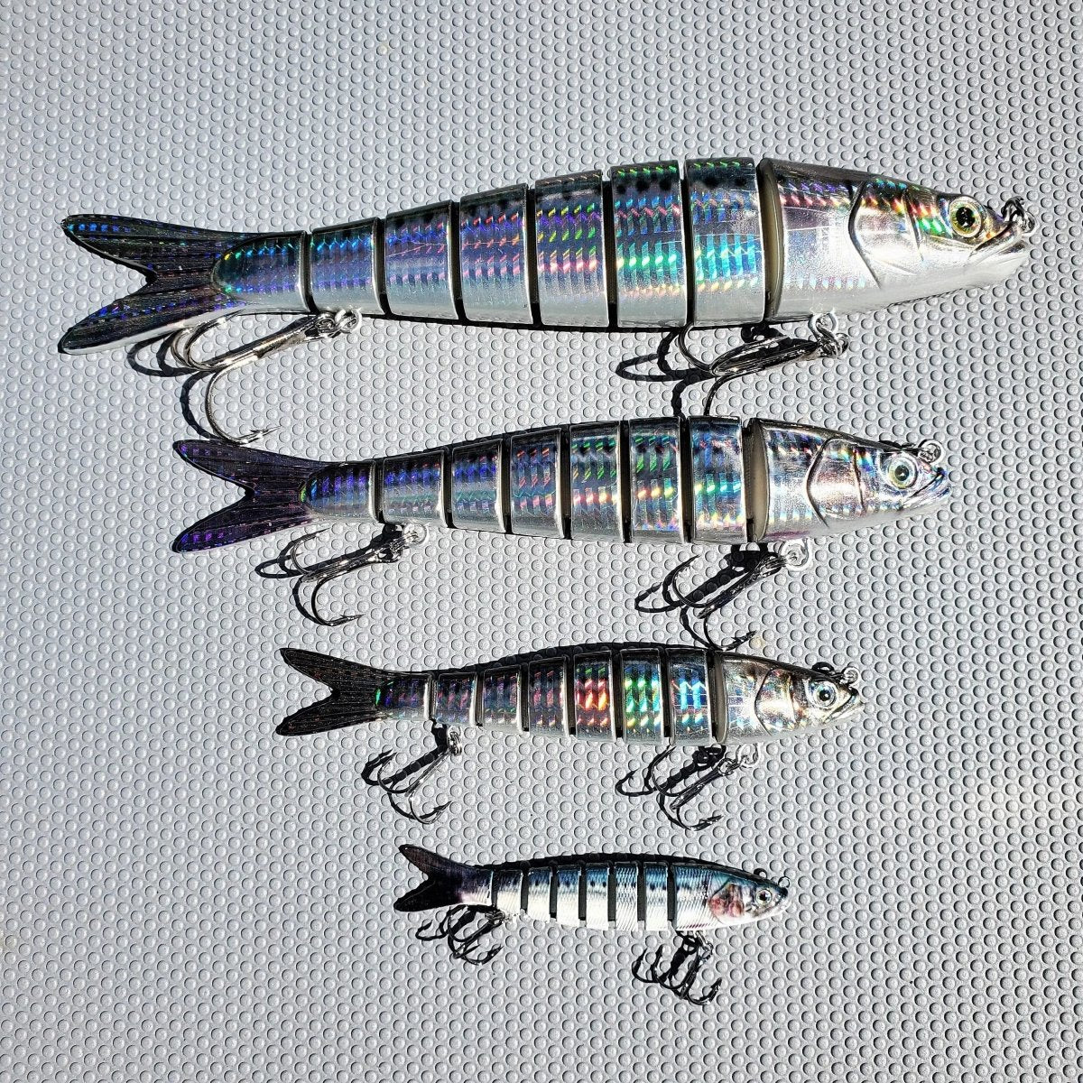 SML XL Motion Minnow Swim Bait Fishing Lure Kit (4PC) Smoked Mullet